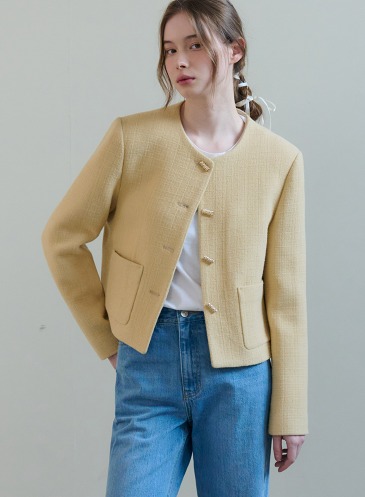 BUTTON TWEED JACKET [BUTTER]