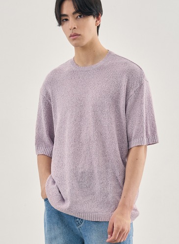 AIRY BOUCLE ROUND HALF KNIT [M.LAVENDER]