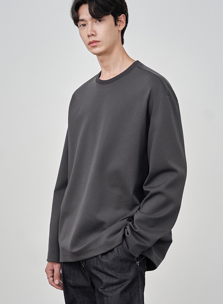 OVER-FIT VENT LAYERED T-SHIRT [CHARCOAL]