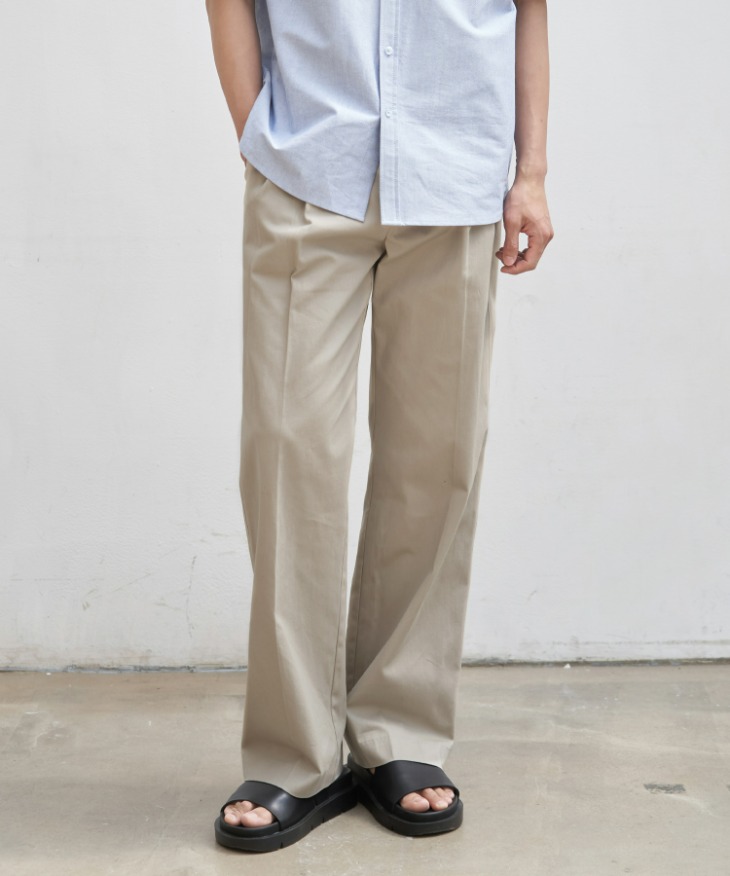 WIDE BANDING CHINO PANTS [L.BEIGE]