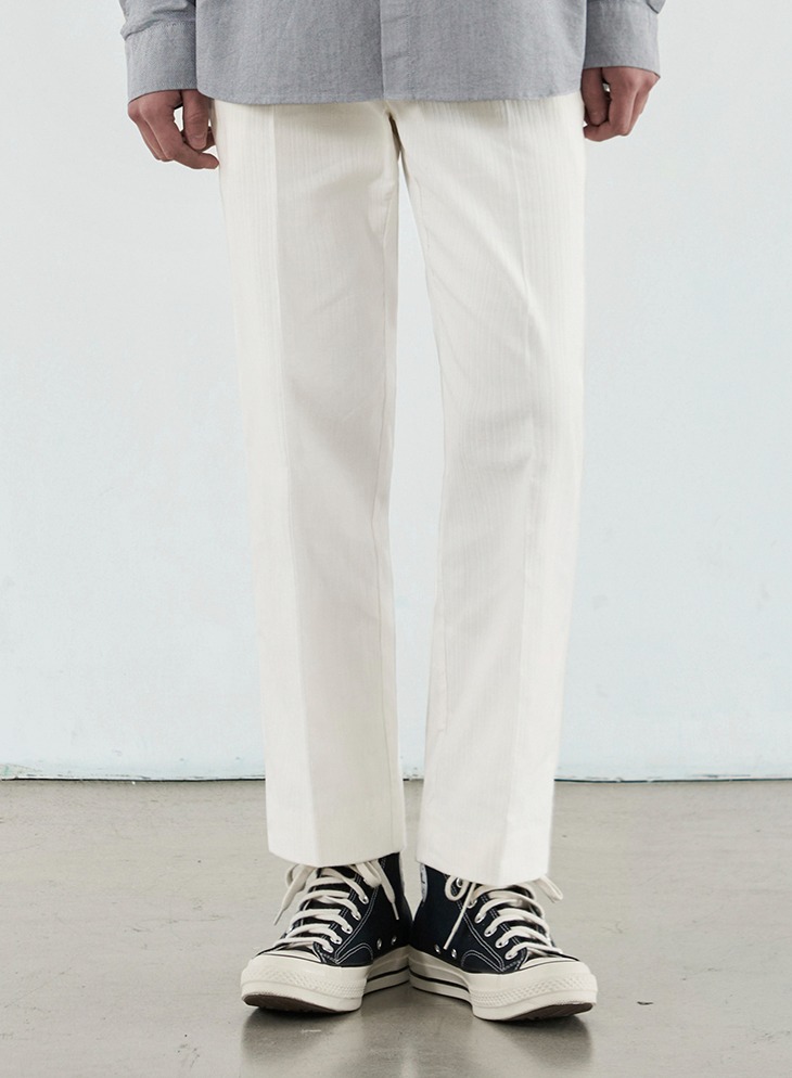 CORDUROY TAPERED WES PANTS [WHITE]