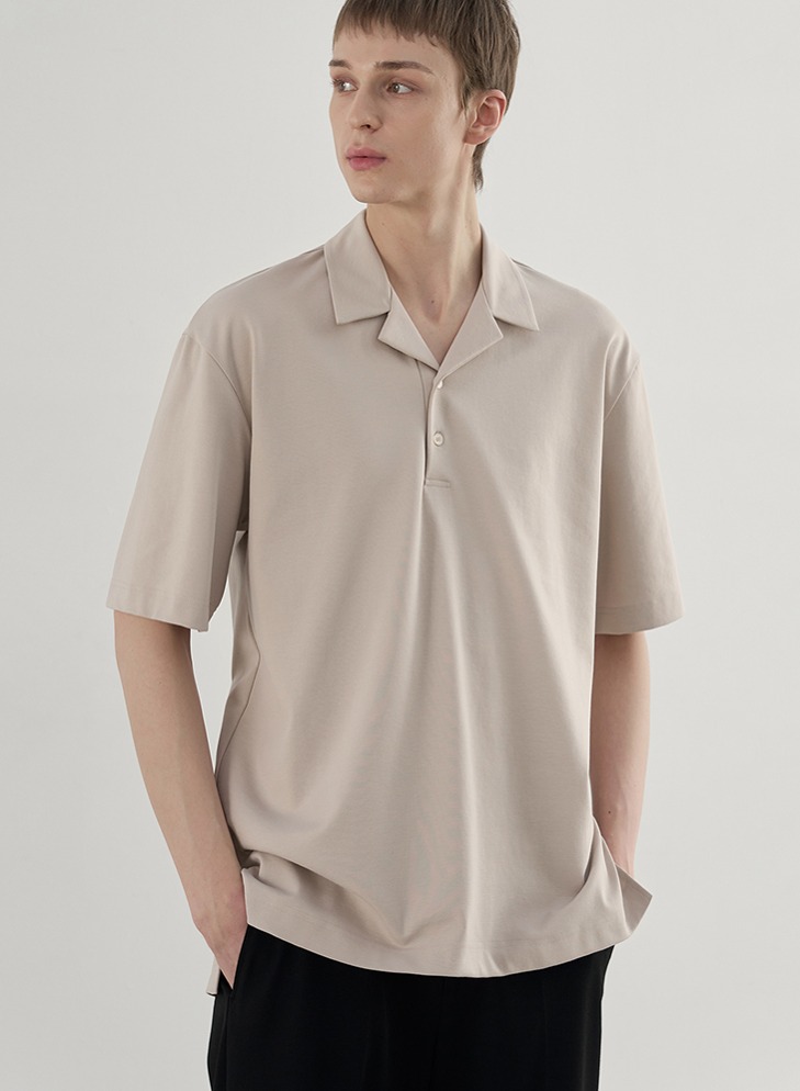 RE-EDITION OPEN COLLAR T-SHIRTS [DUSTY CREAM]
