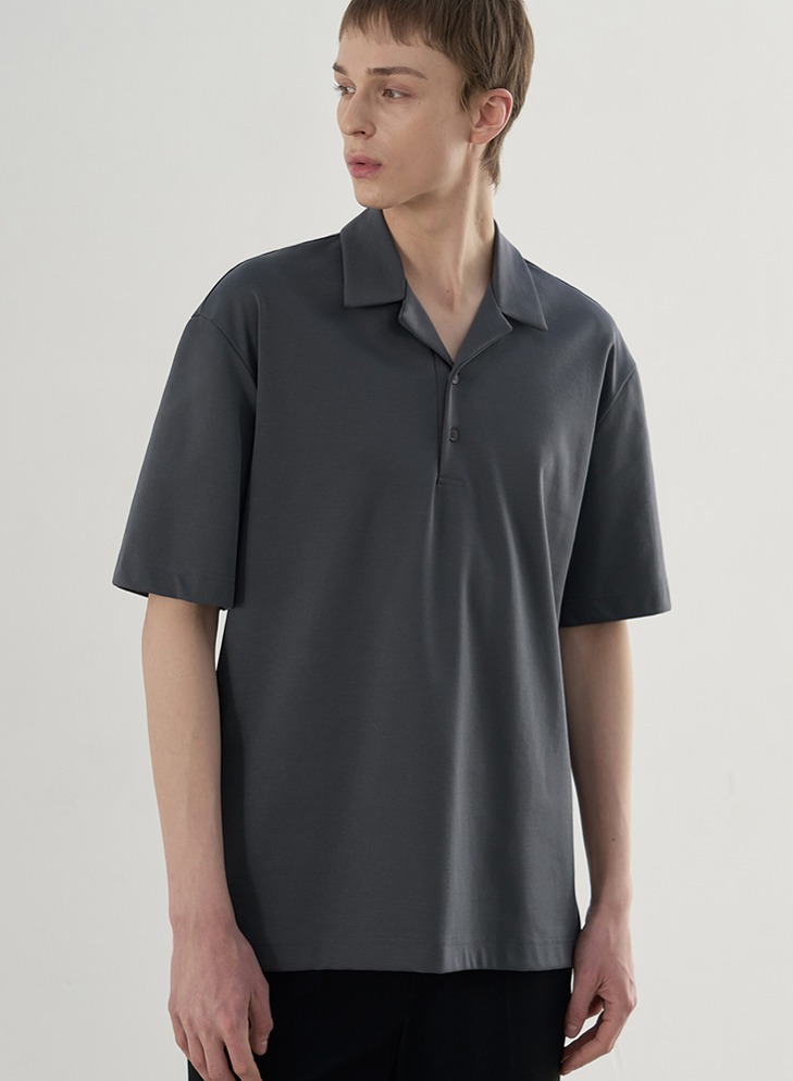 RE-EDITION OPEN COLLAR T-SHIRTS [D.GREY]