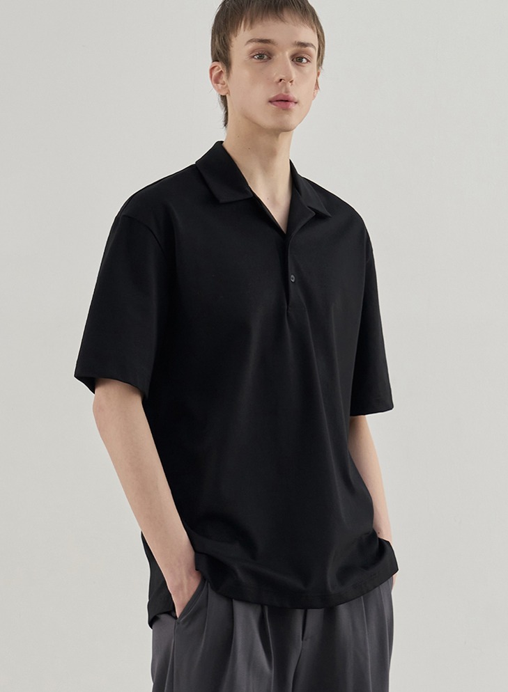 RE-EDITION OPEN COLLAR T-SHIRTS [BLACK]