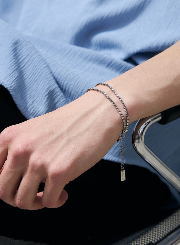 TWIST LAYERED CHAIN SURGICAL BRACELET [SILVER]