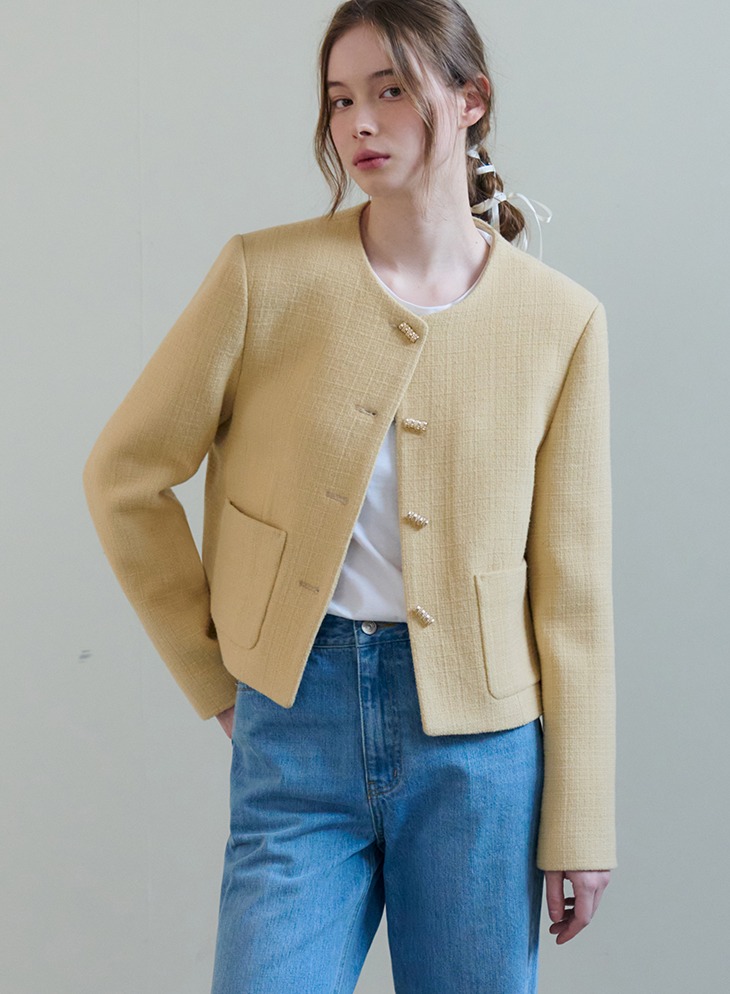 BUTTON TWEED JACKET [BUTTER]