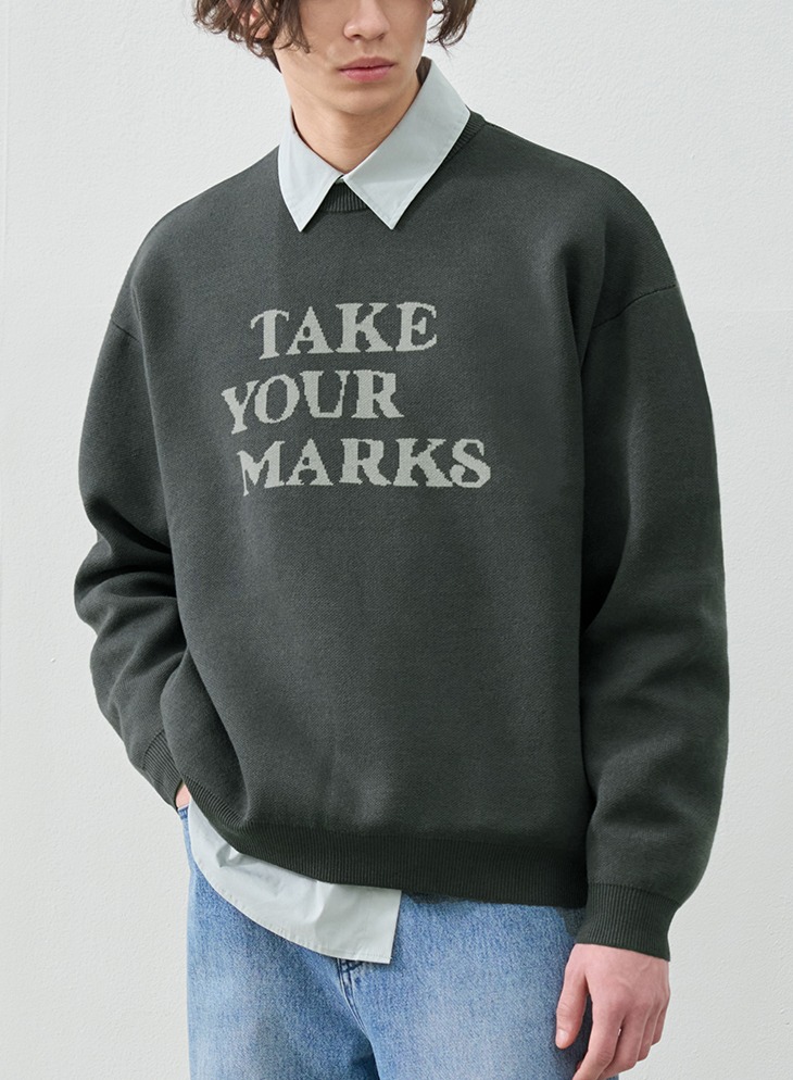 MARKS LETTERING PULLOVER KNIT [CHARCOAL]