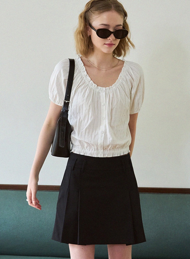 COTTAGE LACE CROPPED BLOUSE [WHITE]